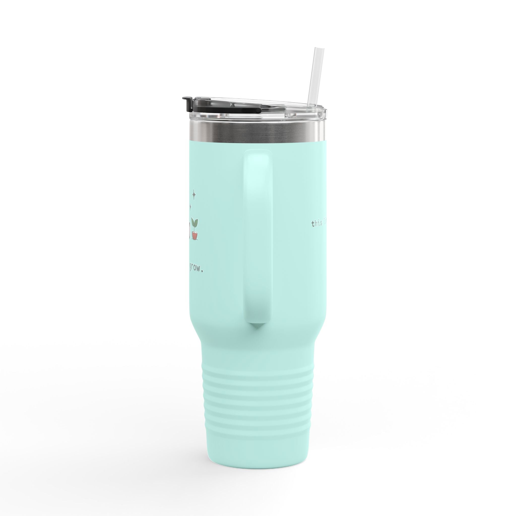 40oz Insulated Travel Mug — 'Free to Grow' Cute Plant Alien Design