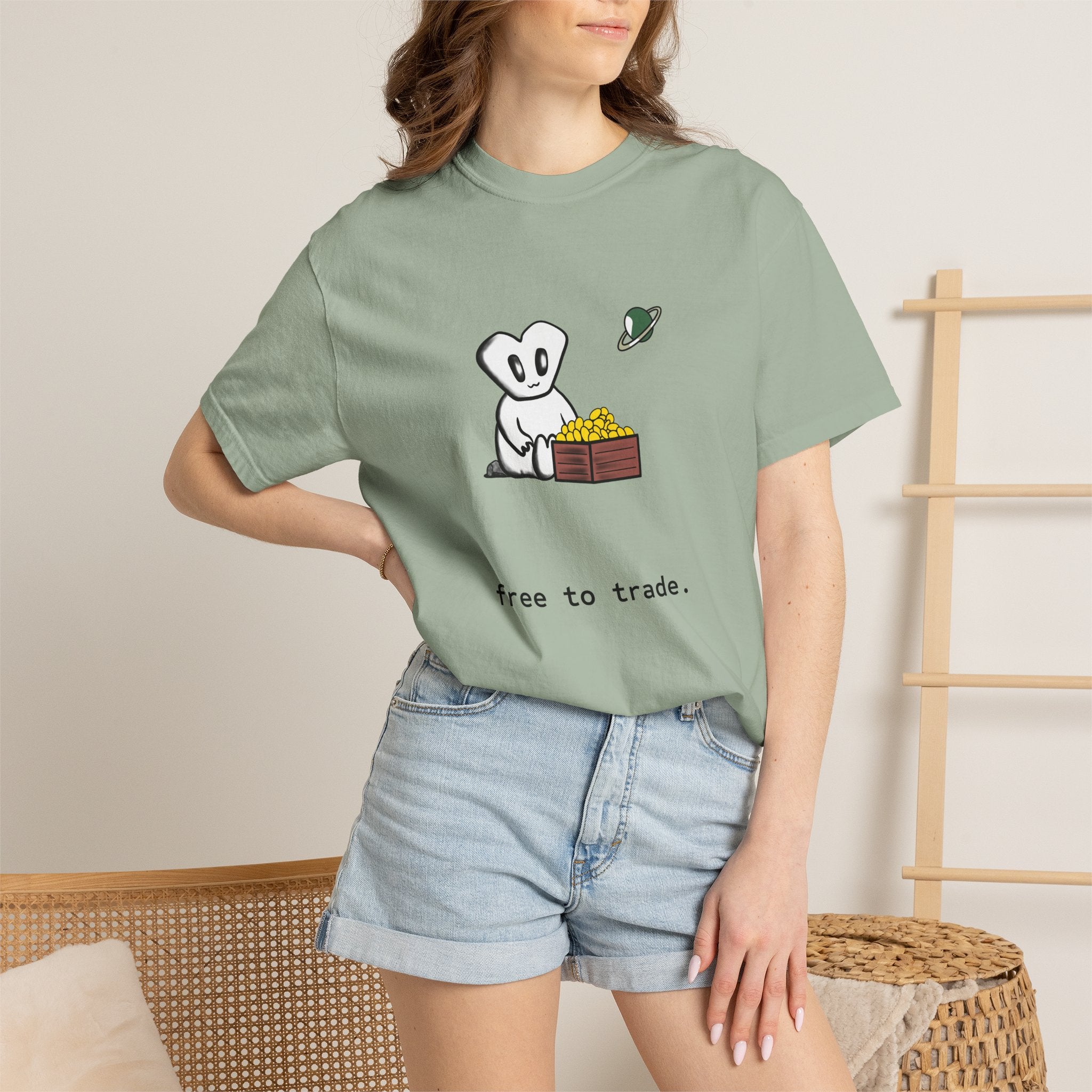 this little alien. free to trade. Unisex Garment-Dyed T-shirt
