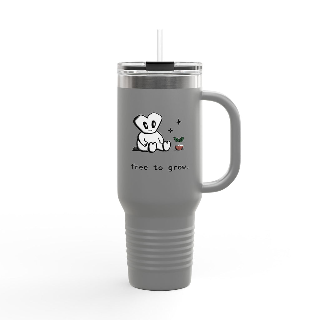 40oz Insulated Travel Mug — 'Free to Grow' Cute Plant Alien Design