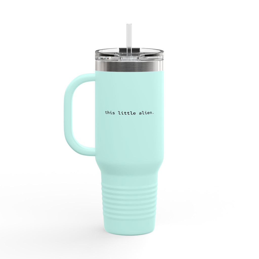 40oz Insulated Travel Mug — 'Free to Grow' Cute Plant Alien Design
