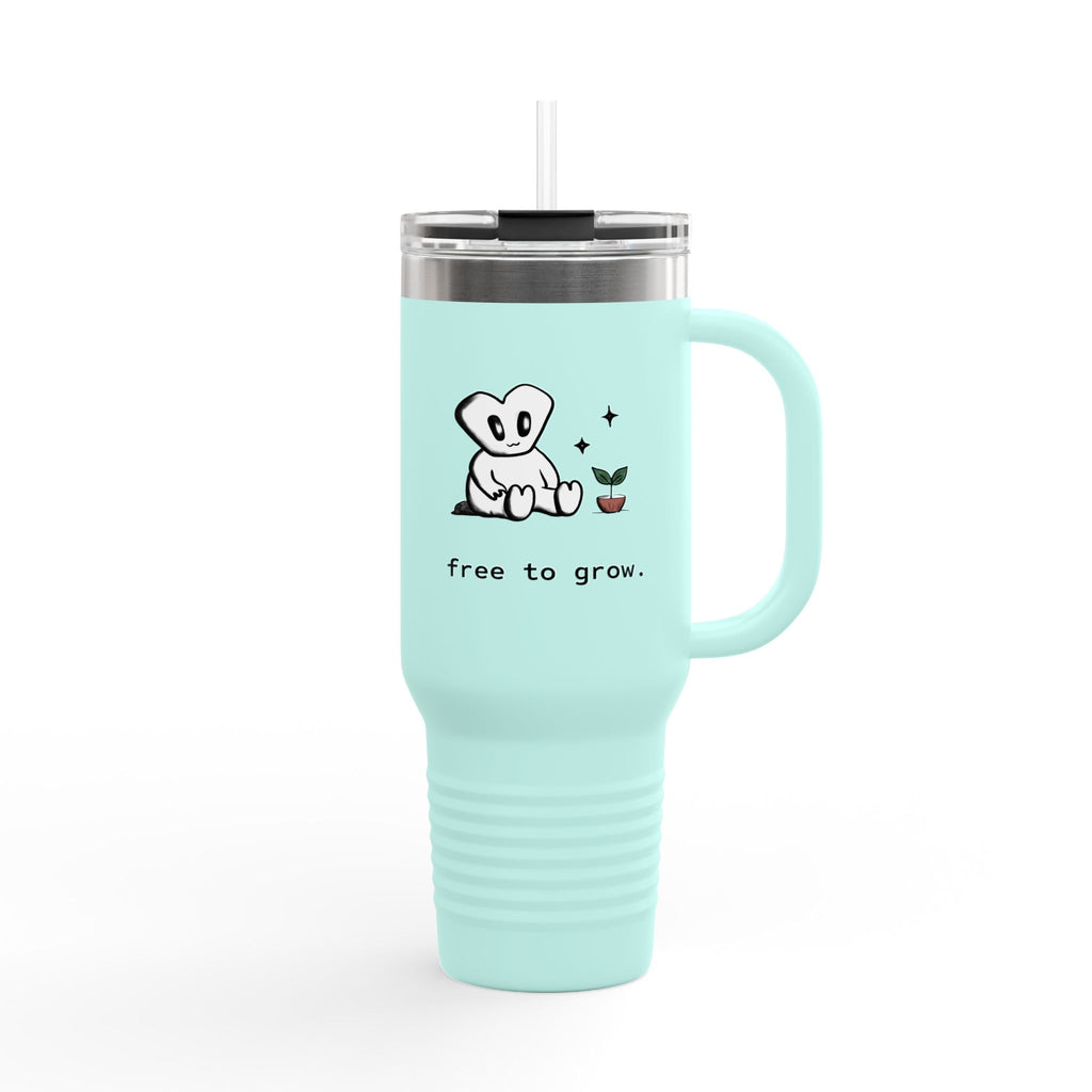 40oz Insulated Travel Mug — 'Free to Grow' Cute Plant Alien Design